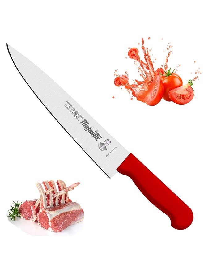 Majestic 8-Inch Chef Knife –Red, Japanese High Carbon Stainless Steel, Razor-Sharp Edge, Ergonomic Non-Slip Handle, Safe Bolster & Heel – Ideal for Precision Cutting, Chopping, Slicing & Dicing – Dishwasher Safe - Image 1