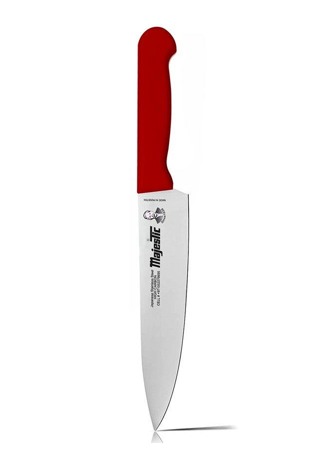 Majestic 8-Inch Chef Knife –Red, Japanese High Carbon Stainless Steel, Razor-Sharp Edge, Ergonomic Non-Slip Handle, Safe Bolster & Heel – Ideal for Precision Cutting, Chopping, Slicing & Dicing – Dishwasher Safe - Image 2