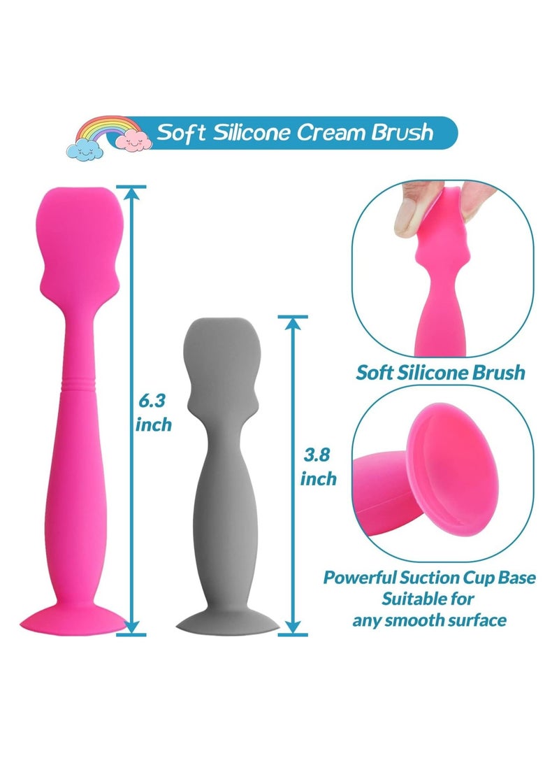 Excefore 2 Pack Baby Diaper Cream Spatula Applicator,Baby Cream Paste Spatula,Flexible Soft Silicone Diaper Rash Cream Brush for Baby (Pink, Grey) - Image 4