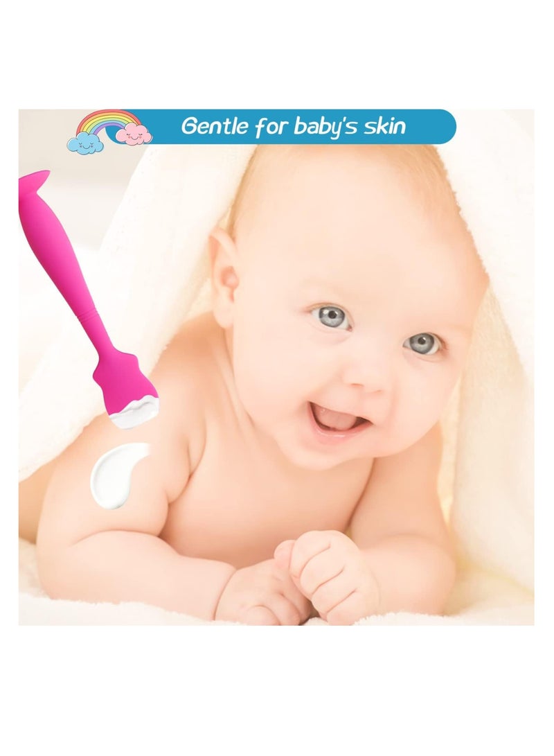 Excefore 2 Pack Baby Diaper Cream Spatula Applicator,Baby Cream Paste Spatula,Flexible Soft Silicone Diaper Rash Cream Brush for Baby (Pink, Grey) - Image 2