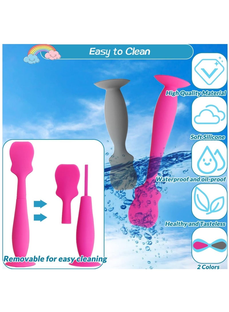 Excefore 2 Pack Baby Diaper Cream Spatula Applicator,Baby Cream Paste Spatula,Flexible Soft Silicone Diaper Rash Cream Brush for Baby (Pink, Grey) - Image 3
