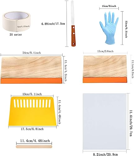 Caydo مجموعة كايدو المكونة من 23 قطعة لبدء الطباعة بالشاشة تشمل 3 أحجام مختلفة من إطار الطباعة بالشاشة الخشبي مع شبكة، ومكابس الطباعة بالشاشة، وفيلم الشفافية لطباعة الحبر، وسكين الحبر، وشريط لاصق. - Image 2