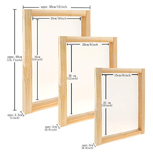 Caydo مجموعة كايدو المكونة من 23 قطعة لبدء الطباعة بالشاشة تشمل 3 أحجام مختلفة من إطار الطباعة بالشاشة الخشبي مع شبكة، ومكابس الطباعة بالشاشة، وفيلم الشفافية لطباعة الحبر، وسكين الحبر، وشريط لاصق. - Image 3