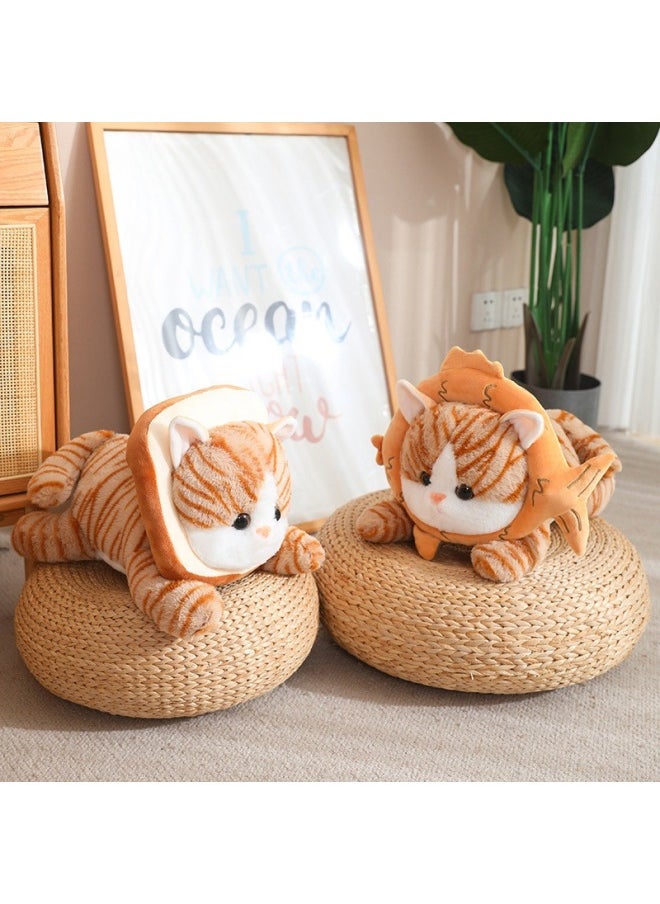 null - Transformed Pullover Stripe Gradual Stripe Cat Bread Plush Toy Doll Product Explosions-Color:Yellow Flower Brown Cat-Height:30cm 0.25kg - Image 1