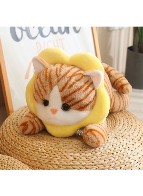 Transformed Pullover Stripe Gradual Stripe Cat Bread Plush Toy Doll Product Explosions-Color:Yellow Flower Brown Cat-Height:30cm 0.25kg