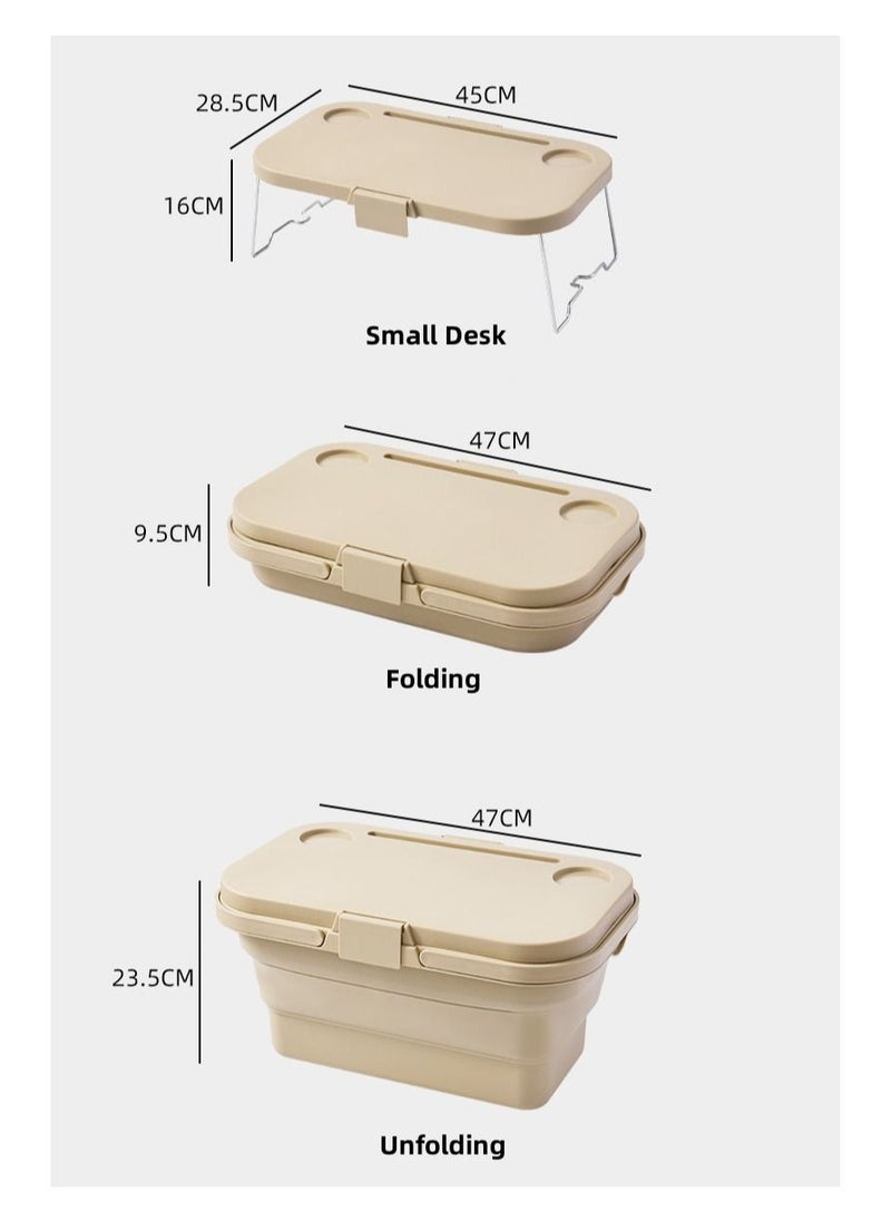 Soofam - Large Capacity Foldable Picnic Basket with Cover for Outdoor Spring Outings Picnics Yellow - Image 1