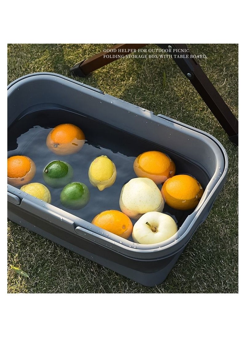Soofam - Large Capacity Foldable Picnic Basket with Cover for Outdoor Spring Outings Picnics Yellow - Image 1