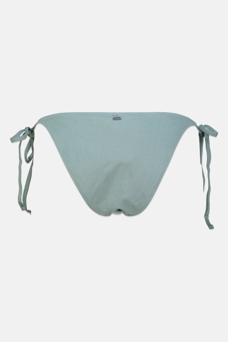 Pull & Bear Women Solid Bikini Bottom, Dark Sage Green - Image 2