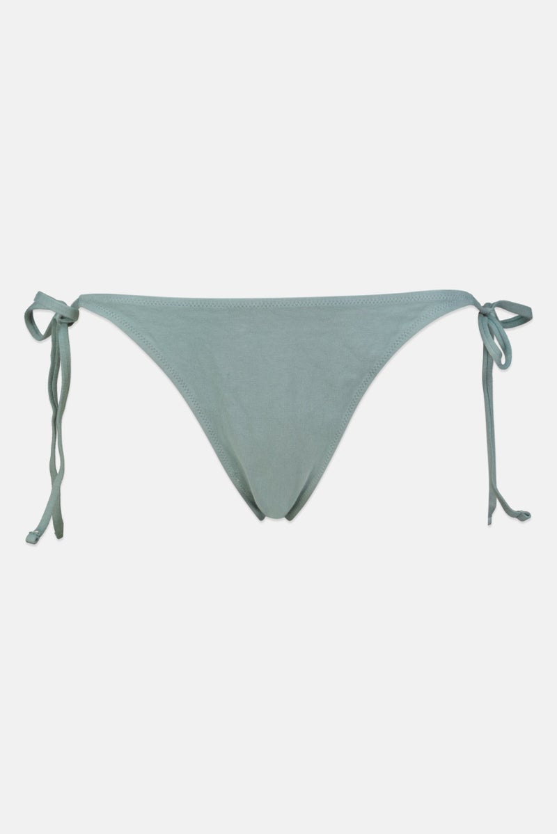 Pull & Bear Women Solid Bikini Bottom, Dark Sage Green - Image 1