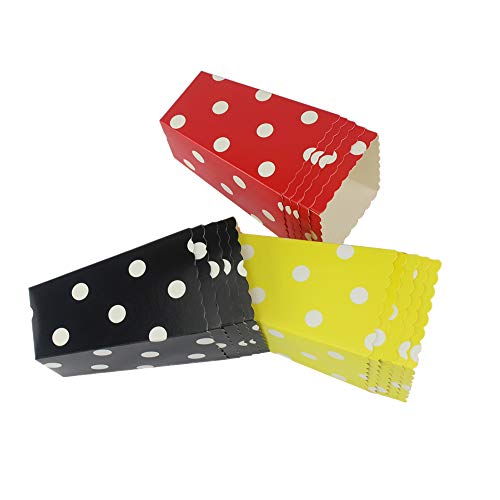 AMYESE Red Black Yellow Paper Popcorn Boxes 36pcs Cardboard Polka Dot Popcorn Containers for Party Favor red black yellow 36pcs - Image 1