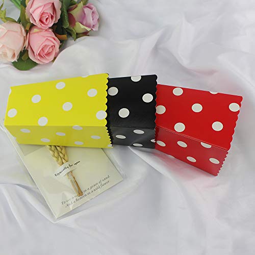 AMYESE Red Black Yellow Paper Popcorn Boxes 36pcs Cardboard Polka Dot Popcorn Containers for Party Favor red black yellow 36pcs - Image 3