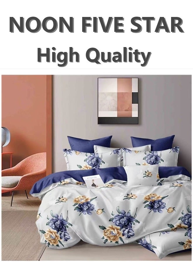 All-in-One King Bed Set 220x240cm: 6PCS Duvet Cover 4Pillow Cover 1 Deep Pocket Fitted Sheet