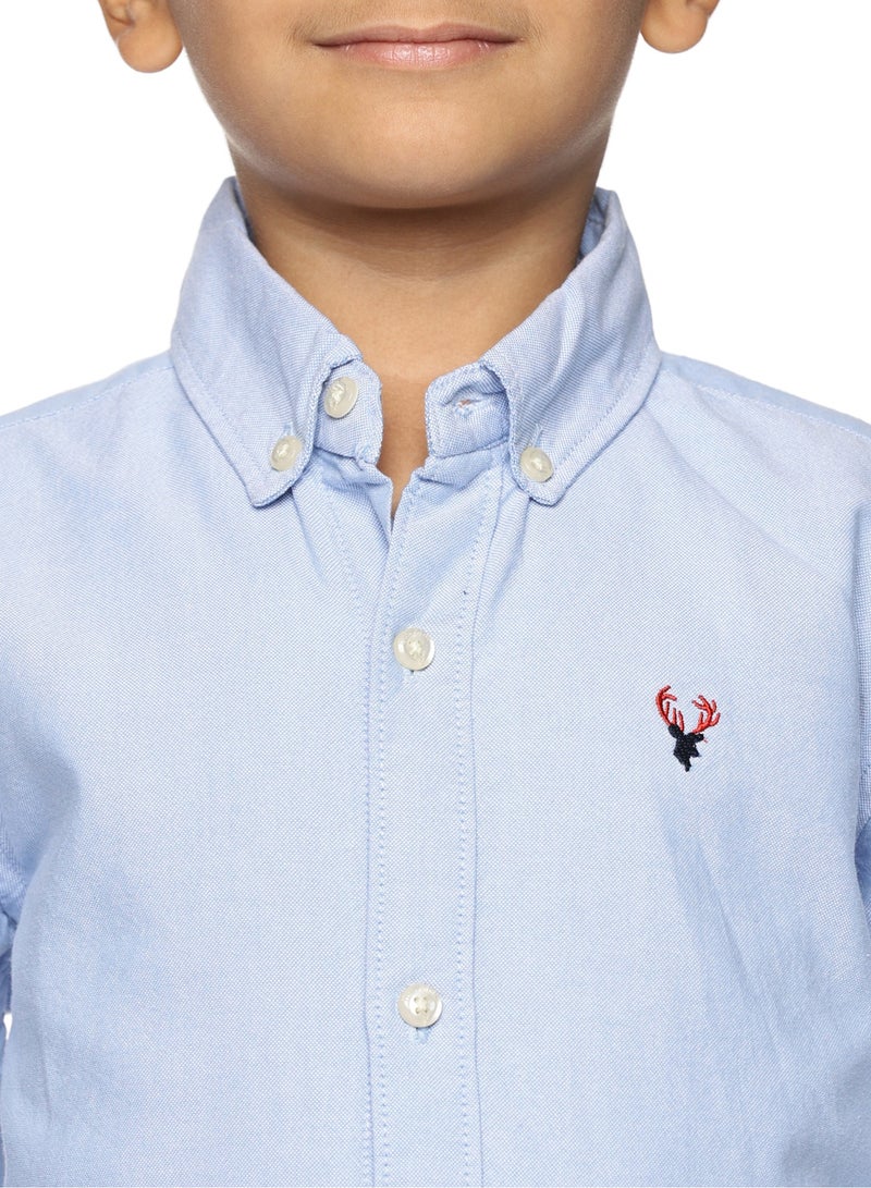 U.S. ELK Boys' Long Sleeve Oxford Dress Shirt | Kids Classic Formal Button Down Shirt | Collared Neck Cotton Shirt - Sky Blue - Image 5