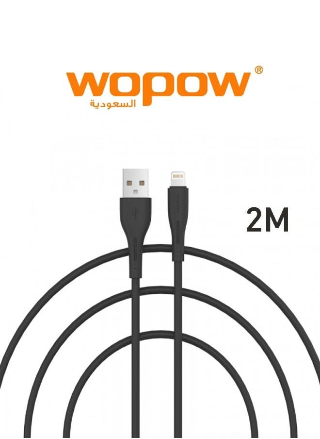 Wopow - Wopow TP02 Lightning Data Cable 2 Meter Length For Apple iPhone and iPad - Black - Image 1
