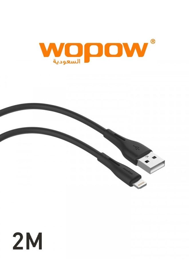 Wopow - Wopow TP02 Lightning Data Cable 2 Meter Length For Apple iPhone and iPad - Black - Image 1