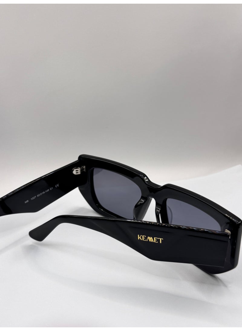 Kemet Eyewear Rectangular Full Rim Unisex Parma Black Gray Lens - Image 5