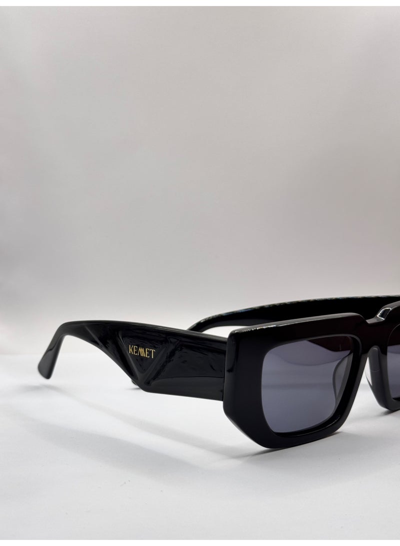 Kemet Eyewear Rectangular Full Rim Unisex Parma Black Gray Lens - Image 3