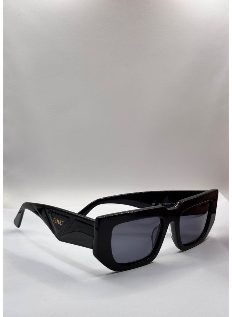 Kemet Eyewear Rectangular Full Rim Unisex Parma Black Gray Lens - Image 4