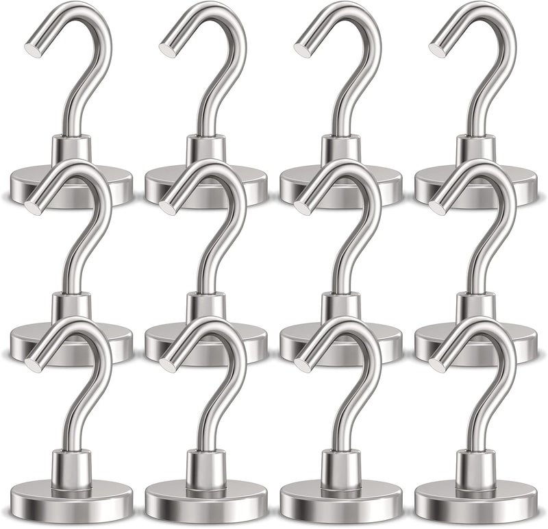GREATMAG Magnetic Hooks Heavy Duty, 110 lbs Strong Hooks for Hanging, Magnets with Hook for Cruise Cabins, Grill, Fridge, Pack of 12 - Image 1