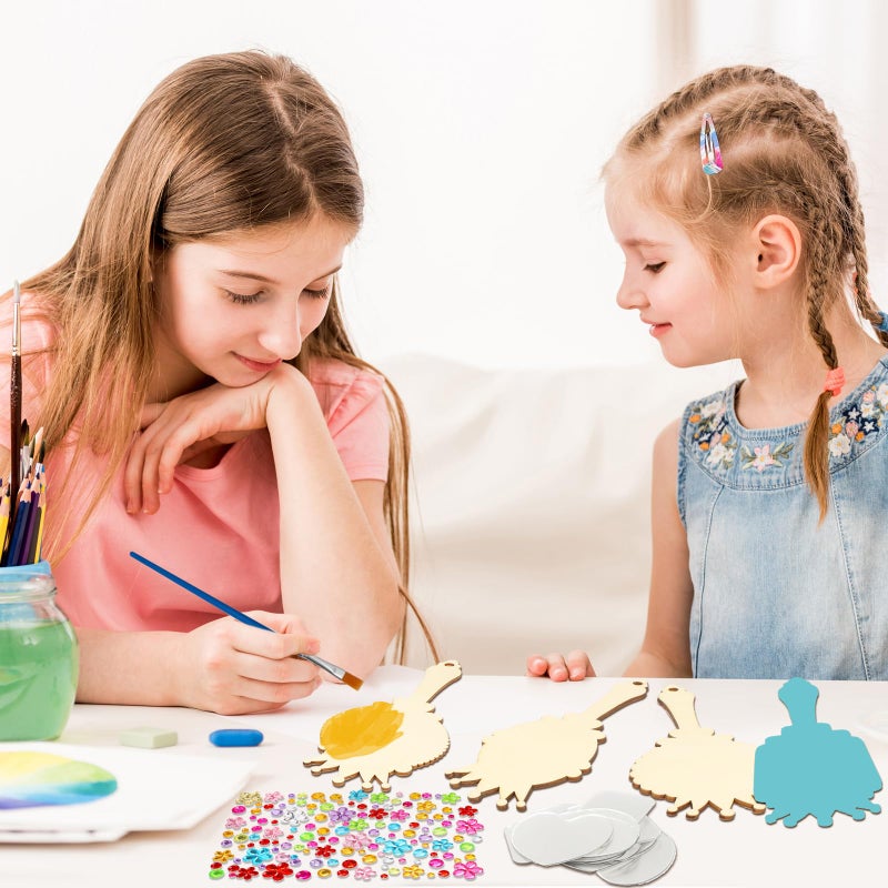 Fennoral 12 Pack Wooden Mirror Craft for Kids Decorate You Own Princess Mirrors for Girls DIY Paint Wooden Hand Mirror for Art Activities Princess Themed Party Supplies MOM Gift - Image 2