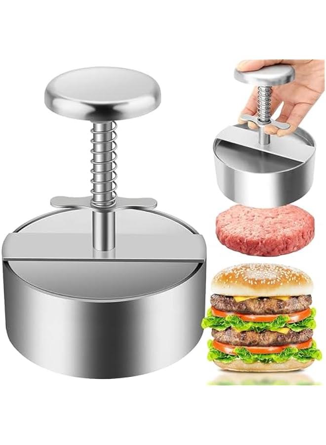 رينكس مكس رجر 14 سم م الميكاكوز، مكس رجر ستالس ستيل مقض ، مكس فطائر رجر قال للتعديل، اداة تشكيل الفطائر، مكس فطائر غير لاصق لمحي الرجر والحفلات والعشاء والشواء، فضي - Image 1