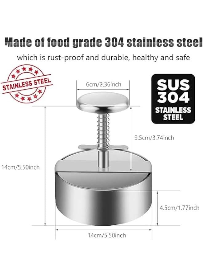 رينكس مكس رجر 14 سم م الميكاكوز، مكس رجر ستالس ستيل مقض ، مكس فطائر رجر قال للتعديل، اداة تشكيل الفطائر، مكس فطائر غير لاصق لمحي الرجر والحفلات والعشاء والشواء، فضي - Image 2