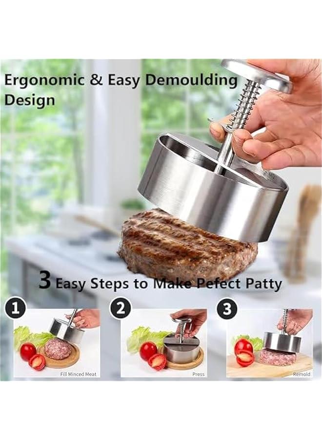 رينكس مكس رجر 14 سم م الميكاكوز، مكس رجر ستالس ستيل مقض ، مكس فطائر رجر قال للتعديل، اداة تشكيل الفطائر، مكس فطائر غير لاصق لمحي الرجر والحفلات والعشاء والشواء، فضي - Image 3