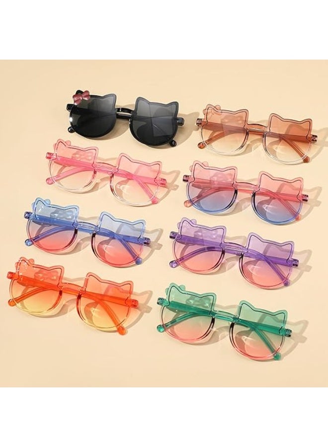 8 أزواج من نظارات شمسية للأطفال على شكل قطة، نظارات بإطار على شكل قوس القطة اللطيفة، نظارات تدرج للألوان للفتيات من سن 3 إلى 12 سنة - Image 5