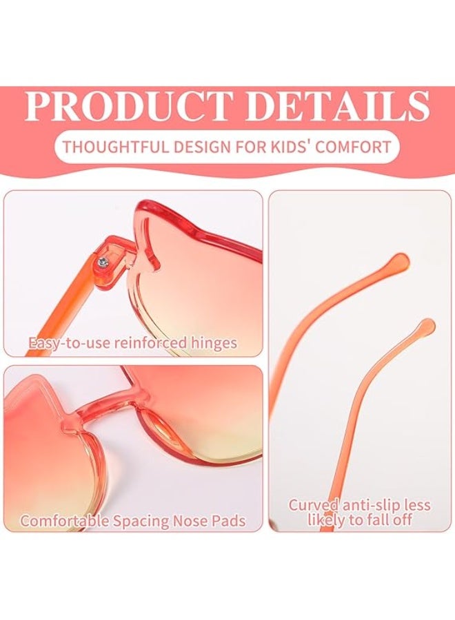 8 أزواج من نظارات شمسية للأطفال على شكل قطة، نظارات بإطار على شكل قوس القطة اللطيفة، نظارات تدرج للألوان للفتيات من سن 3 إلى 12 سنة - Image 4