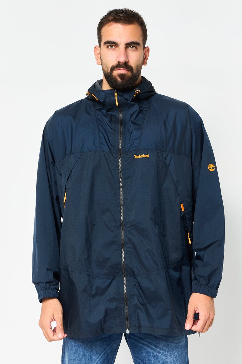 Timberland Men Brand Logo Windbreaker Jacket, Dark Navy - Image 1