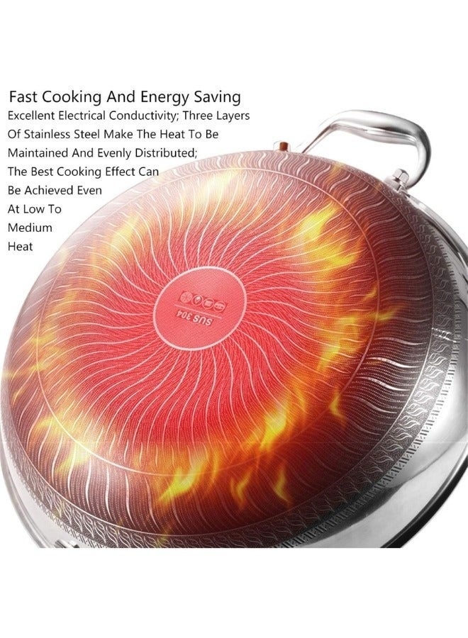 Stainless Steel Wok Pan, 26 cm, Double Handle, Non-stick Honeycomb Surface - Image 5