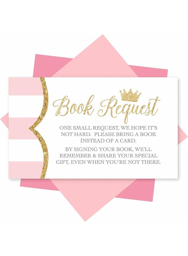 Hadley Designs 25 Book Request Baby Shower Guest Book Alternative - Princess Baby Shower Invitation Inserts - Image 1