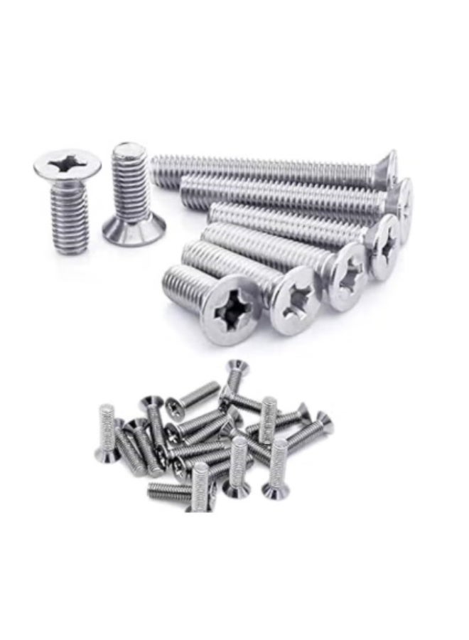 NJM Machine Screw 4mm x 20mm Length Csk Philip And Countersunk Head For Diy Electrical And Kitchen Furniture Pull Cabinet Door Handles Pack Of 25 - Image 1