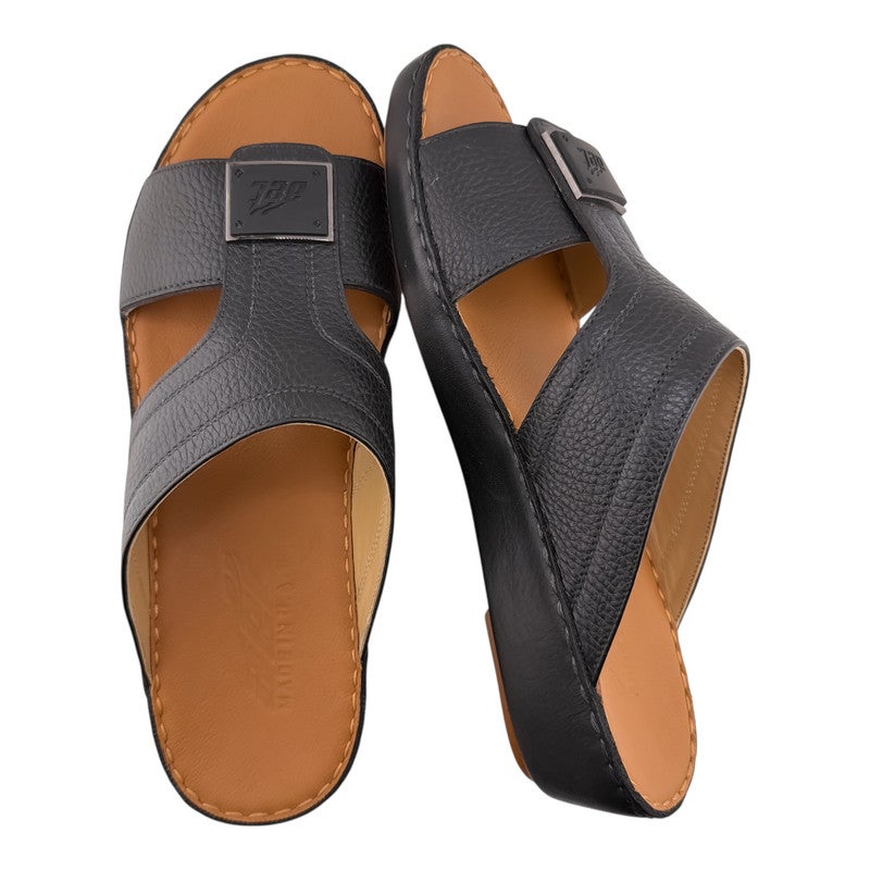 AET A E T Handmade Arabic Sandals For Men | Outdoor Mens Slippers | Everyday Flip Flops Open Toe | Arabic Genuine Leather With Buckle | New Design | Tan Footbed | Comfortable & LightWeight - Image 2