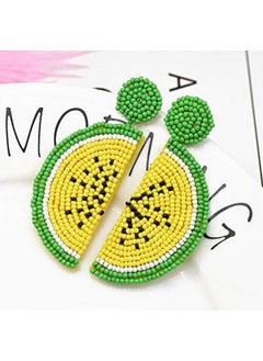 Idealway Statement Dangle Fruit Earrings - Fashion Cute Pineapple Orange Watermelon Cherry Beaded Fruit Earrings For Women Jewelry (Yellow)  - Image 4