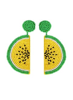 Idealway Statement Dangle Fruit Earrings - Fashion Cute Pineapple Orange Watermelon Cherry Beaded Fruit Earrings For Women Jewelry (Yellow)  - Image 1