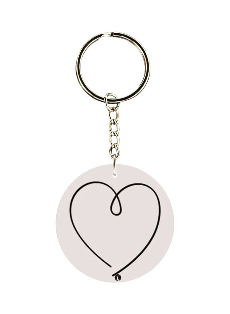Double Sided Heart Printed Keychain