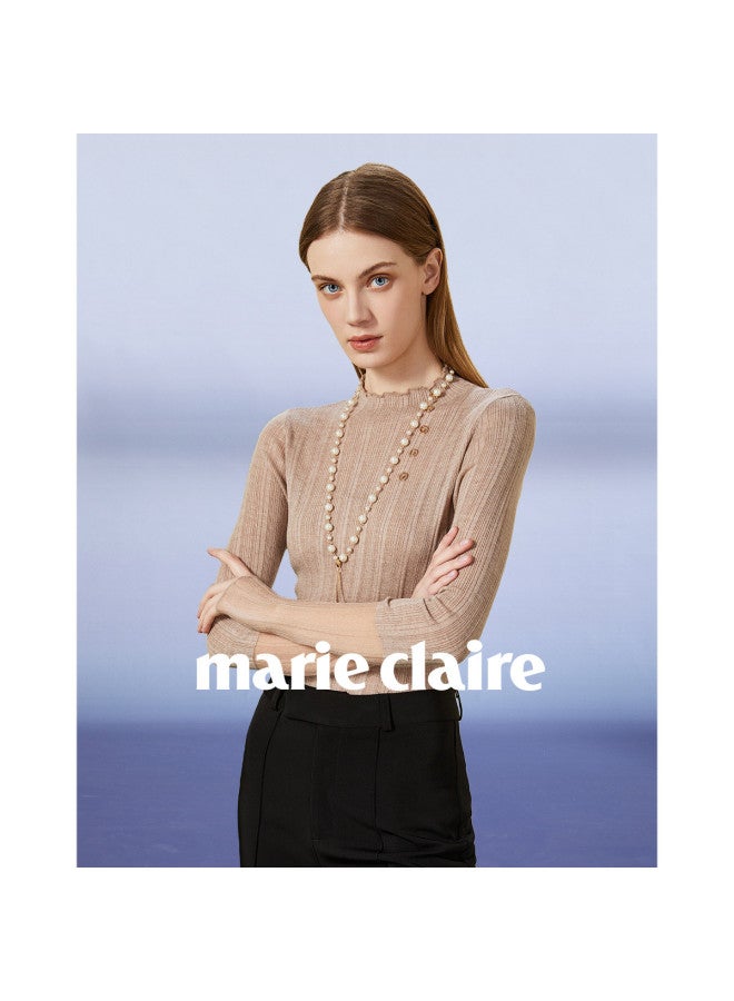 Marie Claire Autumn Recommended French Style Youthful Slimming Fashion Fitted Knitwear For Layering Or Outerwear - Image 3