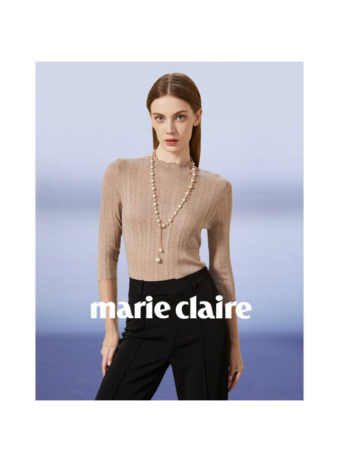 Marie Claire Autumn Recommended French Style Youthful Slimming Fashion Fitted Knitwear For Layering Or Outerwear - Image 4