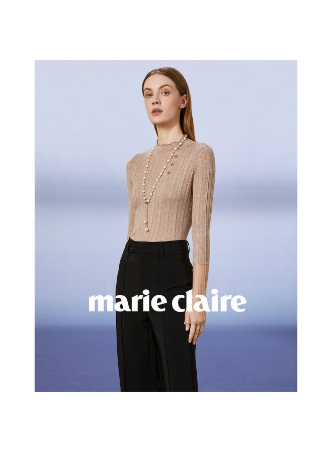 Marie Claire Autumn Recommended French Style Youthful Slimming Fashion Fitted Knitwear For Layering Or Outerwear - Image 5