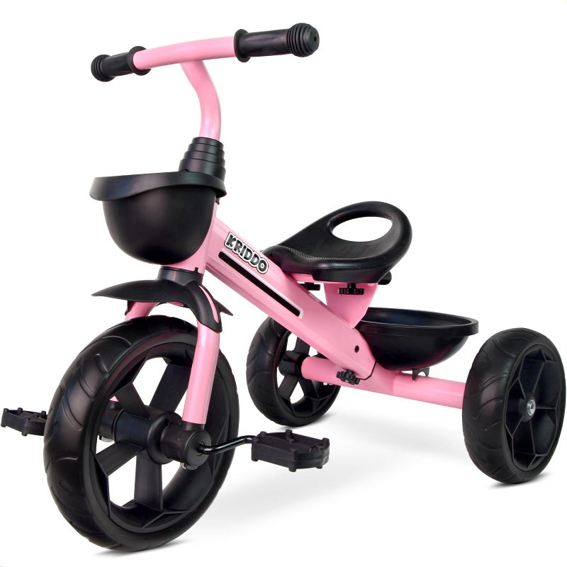 KRIDDO Kids Tricycles Age 24 Month to 4 Years, Toddler Kids Trike for 2.5 to 5 Year Old, Gift Toddler Tricycles for 2-4 Year Olds, Trikes for Toddlers, Sporty Styling, Pink - Image 1