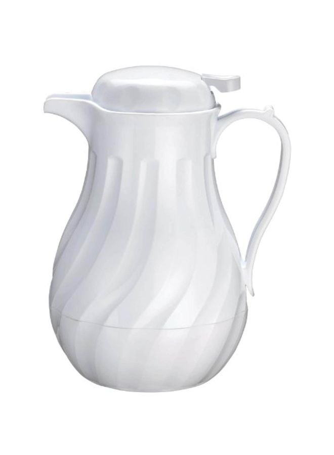 Winco Push Button Insulated Beverage Server with Swirl Design, 64-Ounce, White - Image 1