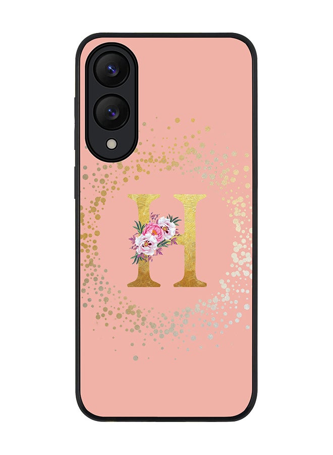 Stylizedd For Samsung Galaxy S25 Edge Case,Slim fit Camera Protection, Shockproof Thin Phone cover  - Custom Monogram Floral - H  (Rose Pink )