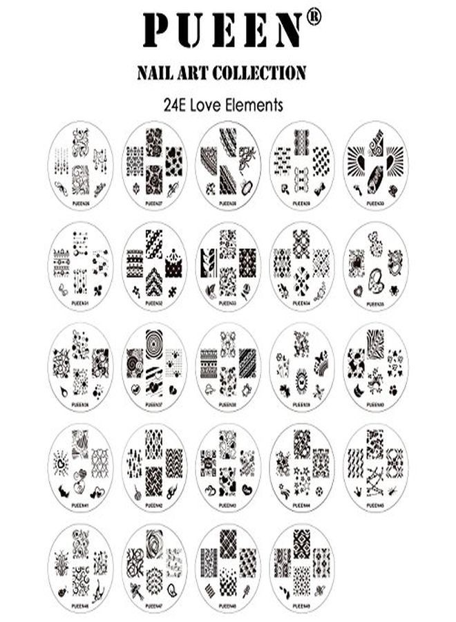 PUEEN Nail Art Stamp Collection Set 24E  Love Elements  New Unique Set Of 24 Nailart Polish Stamping Manicure Image Plates Accessories Kit (Totaling 144 Images) With Bonus Storage Casebh000018 - Image 5