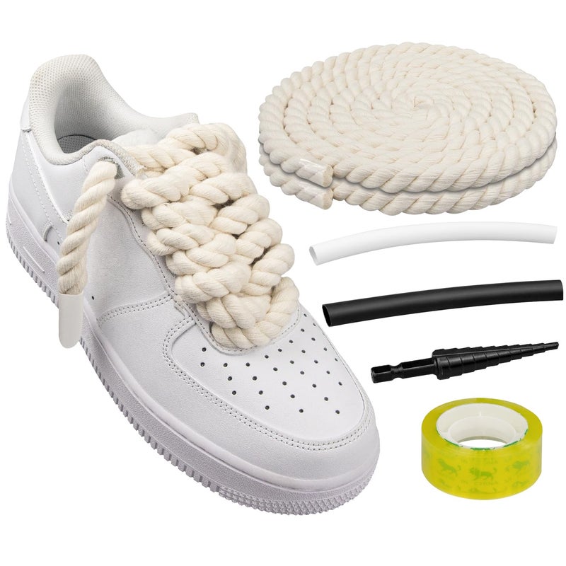 Endoto Rope Laces for Air Force 1 Thick Chunky Fat Shoelaces Strings for AF Sneaker ShoesColorBeigeSize127MM - Image 2