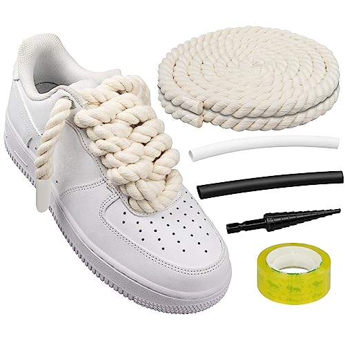 Endoto Rope Laces for Air Force 1 Thick Chunky Fat Shoelaces Strings for AF Sneaker ShoesColorBeigeSize127MM - Image 1