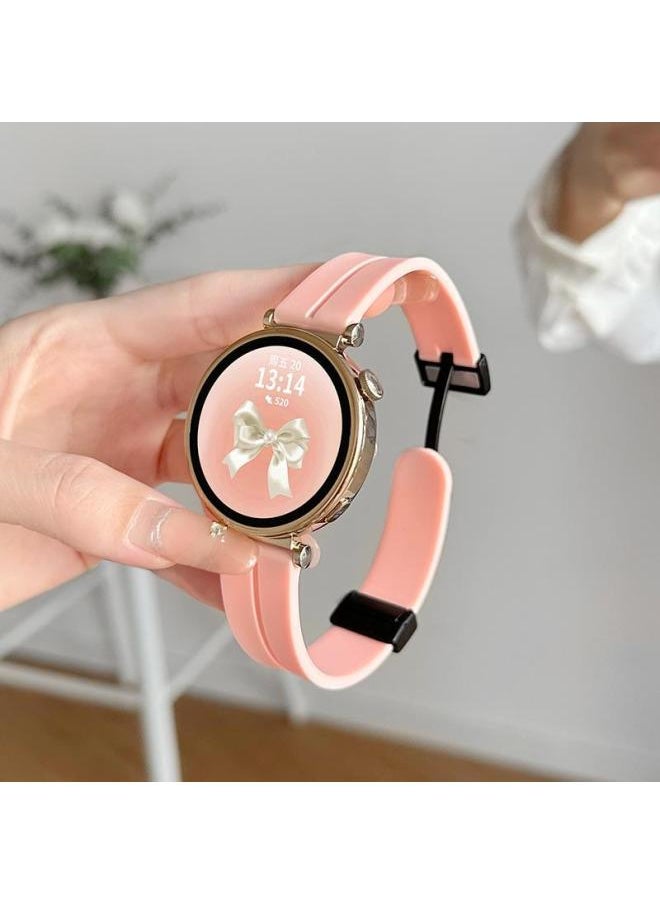 Generic For Huawei Gt4/Gt3 Strap Gt5 Silicone Magnetic Smart Watch Watch4pro Watch Strap Watchgt-Color:Lotus Root Pink - Suitable For Huawei Gt2/gt2pro/gt2e/ecg [dial 46mm]  - Image 1