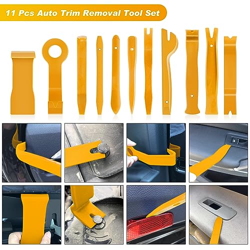 GOOACC 19Pcs Trim Removal Tool Set Panel Fastener Clips Removal Automotive Plastic Upholstery Pliers Removal Install Removal Car Tool with Storage Bag for Trim Panel Audio Clip Pliers Terminal-Yellow - Image 3