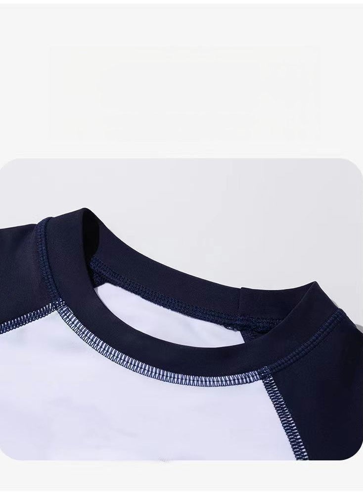 2023 Children's Sunscreen Quick-Drying Swimsuit Swimming Training Hot Spring Suit Professional Five-Point Boy Short-Sleeved Split Suit  - Image 2