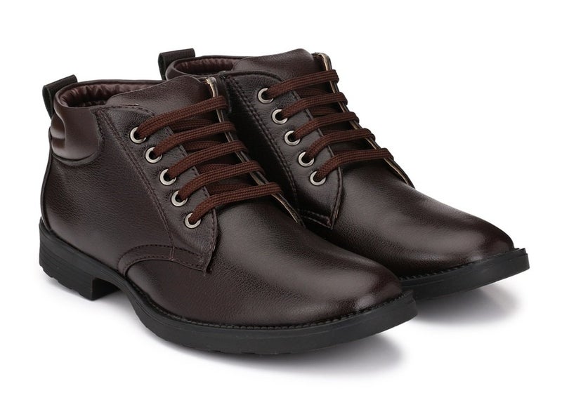 MACTREE Men's Brown Premium Mid Top Boots (2805brown_8) - Image 5